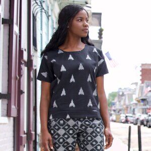 Fair Trade Genuine Ikat 100% Cotton Pullover Women's Shirt Small Passion Lilie